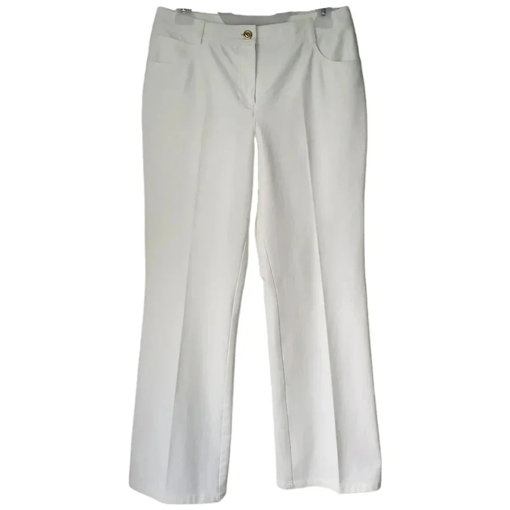 St. John White Women's wide leg high waist jeans caviar